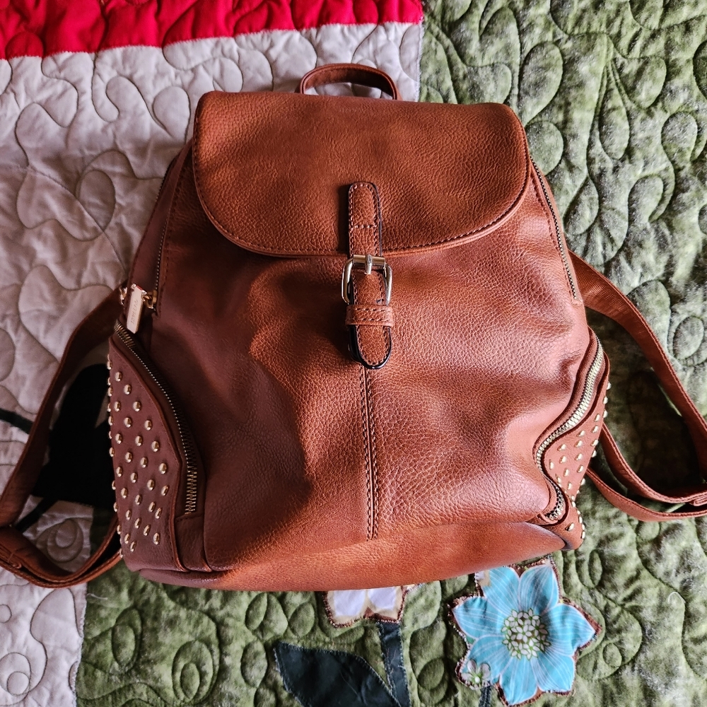 Faux Leather Studded Mini Backpack